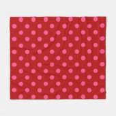 Couverture Polaire Rose sur rouge Pois Motif design (Devant (Horizontal))