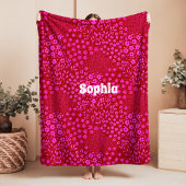 Couverture polaire rose vif à motif floral pour fi