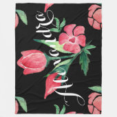 Couverture Polaire Rose vintage rose et Motif noir (Devant)