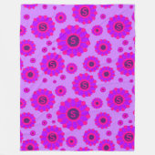 Couverture Polaire Rose Violet Magenta Floral Initiale (Devant)