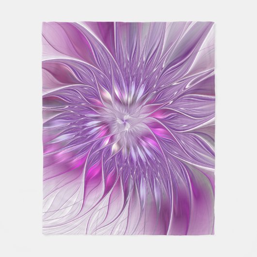 Couverture Polaire Rose violet passion Fleur Art Abstrait Fractal (Devant)