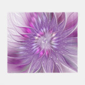 Couverture Polaire Rose violet passion Fleur Art Abstrait Fractal (Devant (Horizontal))