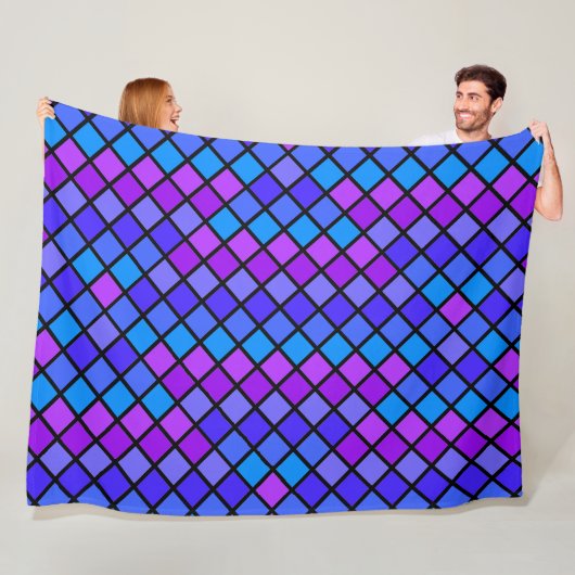 Couverture Polaire Rose violet Turquoise Mosiac (En situation)