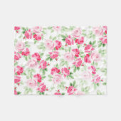 Couverture Polaire Roses à la mode blancs roses modernes romantiques (Devant (Horizontal))