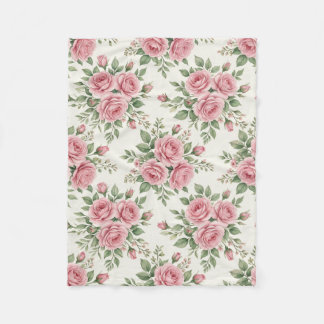 Couverture Polaire Roses à l'aquarelle rose vintage motif floral sans