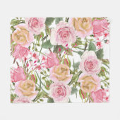 Couverture Polaire Roses aquarelle (Devant (Horizontal))