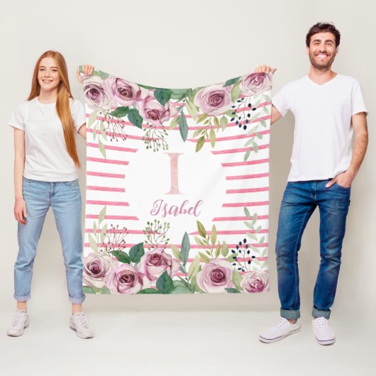 Couverture Polaire Roses aquarelle (En situation)