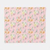 Couverture Polaire Roses Aquarelle Sur Rose Blush (Devant (Horizontal))