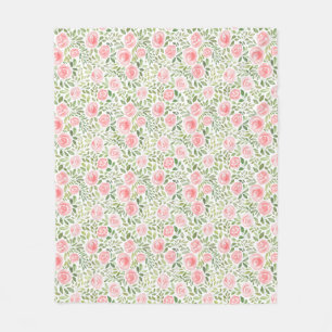 Couverture Polaire Roses aquarelles peintes à la main