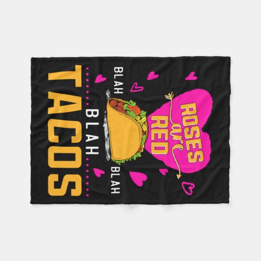 Couverture Polaire Roses Are Red Blah Blah Blah Tacos Foodie Valentin (Devant (Horizontal))