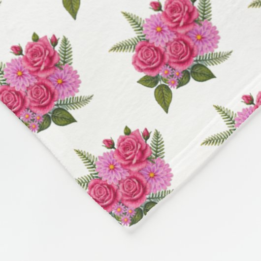 Couverture Polaire Roses avec Dahlias (Coin)