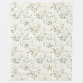 Couverture Polaire Roses blanches aux nuances romantiques et rayures  (Devant)