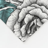 Couverture Polaire Roses blanches avec feuilles bleus (Coin)