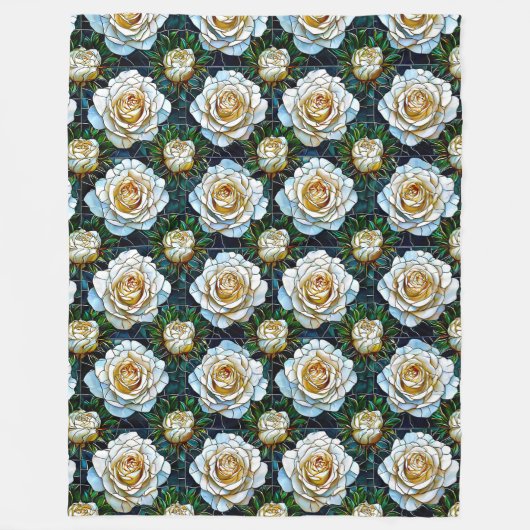 Couverture Polaire Roses blanches fleurs (Devant)