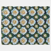 Couverture Polaire Roses blanches fleurs (Devant (Horizontal))