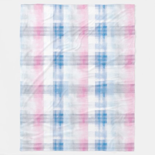 Couverture Polaire Roses Bleus Rayés Chic (Devant)
