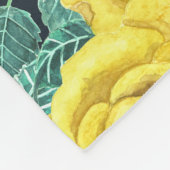 Couverture Polaire Roses d'aquarelle jaune avec feuilles et pattes de (Coin)
