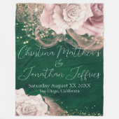 Couverture Polaire Roses d'aquarelle romantique Mariage sur Emerald G (Devant)