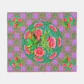 Couverture Polaire Roses d'aquarelle rose (Devant (Horizontal))