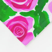 Couverture Polaire Roses d'aquarelle rose Fuchsia (Coin)