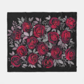 Couverture Polaire Roses d'aquarelle, roses rouges sur noir (Devant (Horizontal))