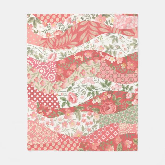 Couverture Polaire Roses de Patchwork : conception motif transparente (Devant)