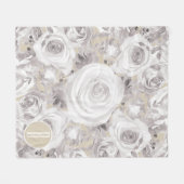 Couverture Polaire Roses d'hiver rustiques blanches Kraft Shabby Chic (Devant (Horizontal))