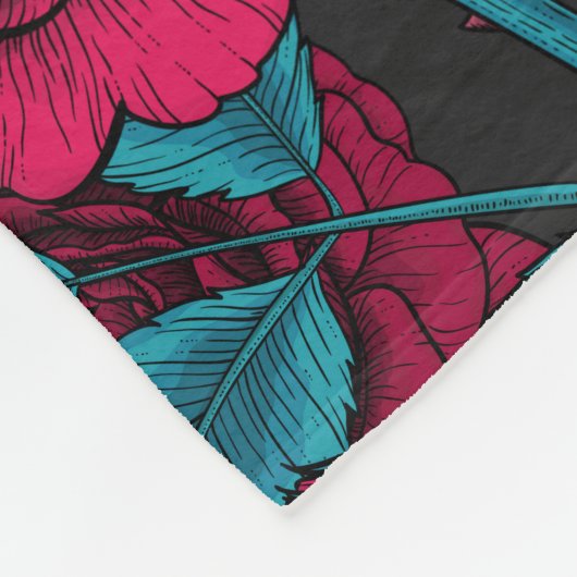 Couverture Polaire Roses en rouge et bleu (Coin)