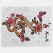 Couverture Polaire Roses et papillons de note de musique (Devant (Horizontal))