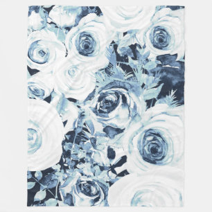 Couverture Polaire Roses Florales Blanches Hivernales Shabby Chic Vin