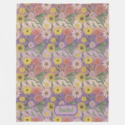 Couverture Polaire Roses, Marguerites, Tournesols Et Lys (Devant)
