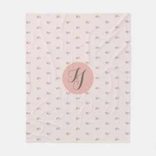 Couverture Polaire Roses miniatures et monogramme