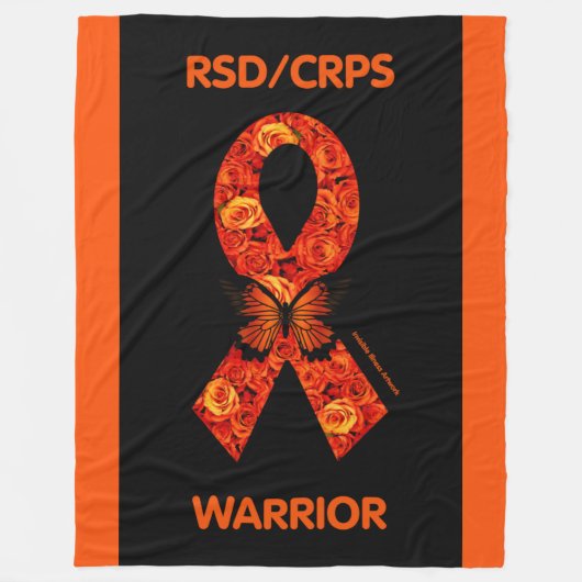Couverture Polaire Roses orange/papillon...RSD/CRPS (Devant)