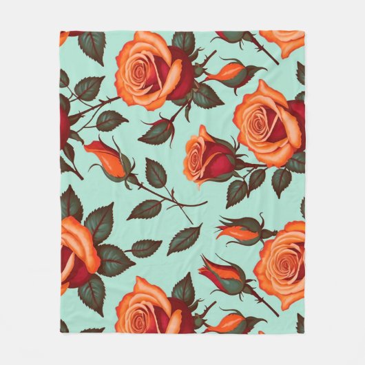 Couverture Polaire Roses oranges et rouges vibrantes (Devant)