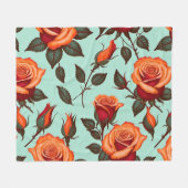 Couverture Polaire Roses oranges et rouges vibrantes (Devant (Horizontal))