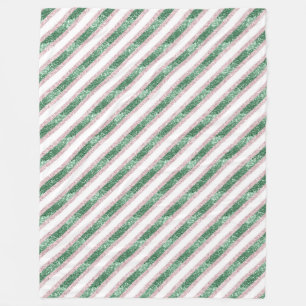 Couverture Polaire Roses Pailletées Bandes Vertes