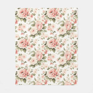 Couverture Polaire Roses pastel crème
