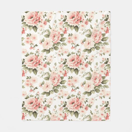 Couverture Polaire Roses pastel crème (Devant)