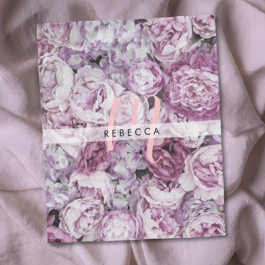 Couverture Polaire Roses Pivoines Floral Rose Script Monogramme