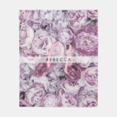 Couverture Polaire Roses Pivoines Floral Rose Script Monogramme (Devant)