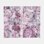 Couverture Polaire Roses Pivoines Floral Rose Script Monogramme (Devant (Horizontal))