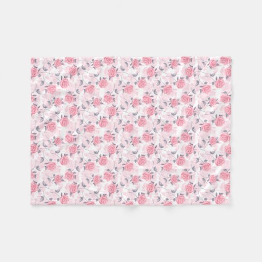 Couverture Polaire Roses roses (Devant (Horizontal))