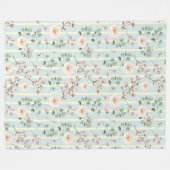 Couverture Polaire Roses roses bleus bandes blanches (Devant (Horizontal))