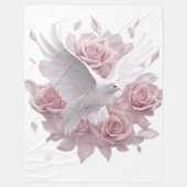 Couverture Polaire Roses roses + colombe (Devant)