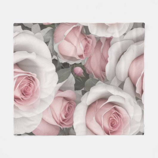 Couverture Polaire Roses roses et blanches (Devant (Horizontal))
