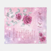 Couverture Polaire Roses roses roses Feuilles d'argent scintillant ma (Devant (Horizontal))