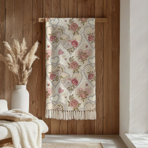 Couverture Polaire Roses Roses Roses Fushia Design de l'Amour Vintage