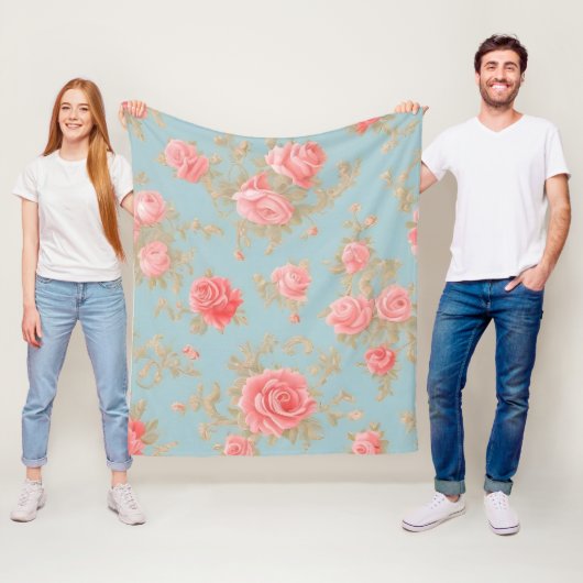 Couverture Polaire Roses roses roses Motif Floral (En situation)