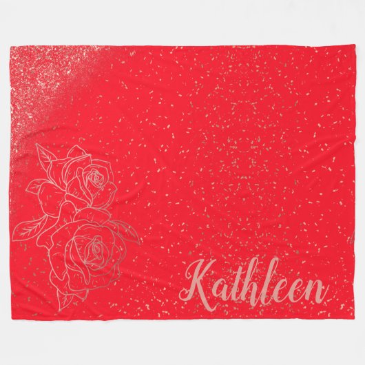 Couverture Polaire Roses roses roses roses or Rose monogrammes sur ro (Devant (Horizontal))