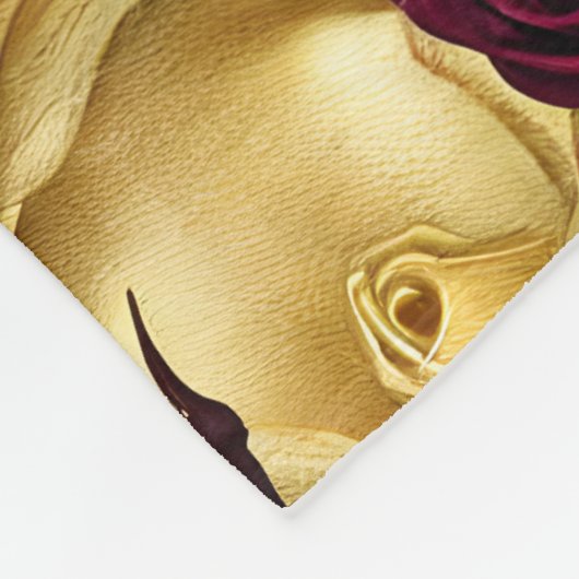 Couverture Polaire Roses rouge et or (Coin)